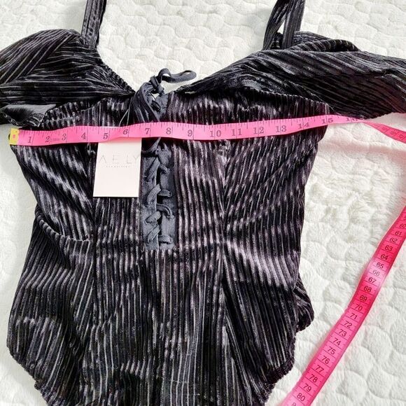 NEW AELY Los Angeles bodysuit black velour soft small - Picture 6 of 7